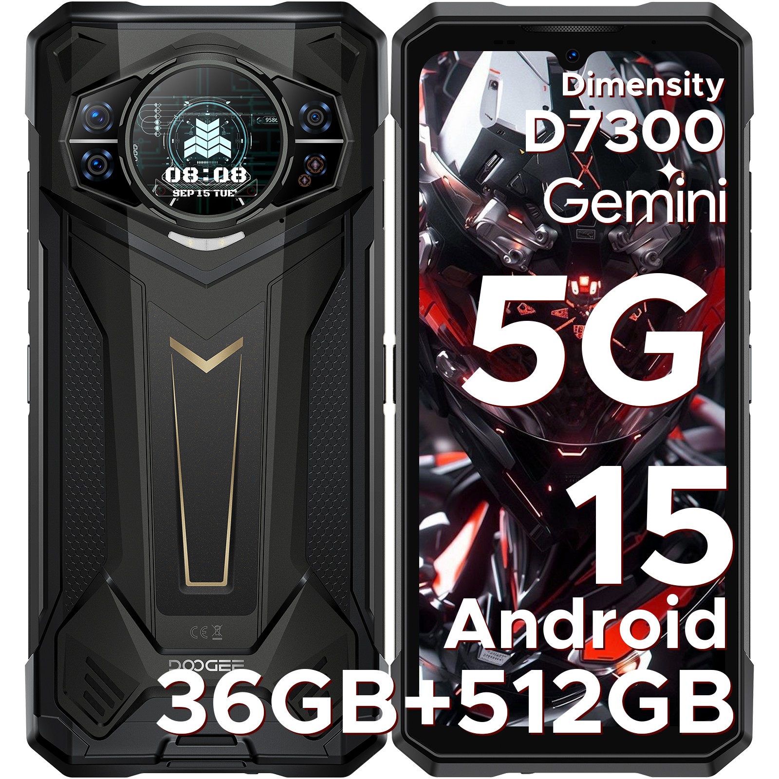 DOOGEE S200 Plus 5G Rugged Cell Phone 36GB+512GB Android 15 Smartphone 10100mAh