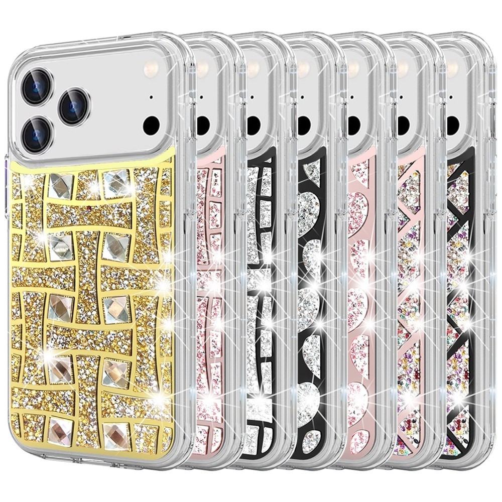 For iPhone 17 Pro Max Case Glitter Clear Sparkly Bling Dual Layer Hybrid Cover