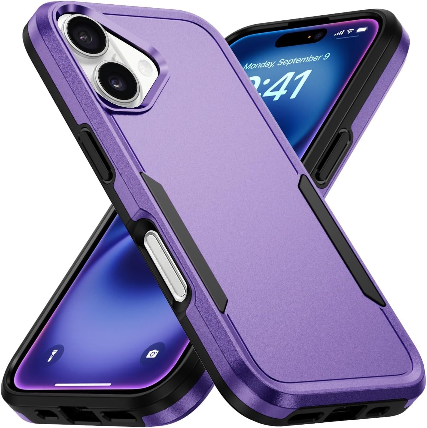 Designed for iPhone 16 Case, Heavy Duty Shockproof Anti-Scratch Cover Purple 6.1