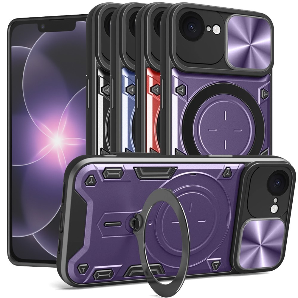 For Apple iPhone 17e/16e Hybrid Phone Case Magnetic Ring Stand Camera Lens Cover