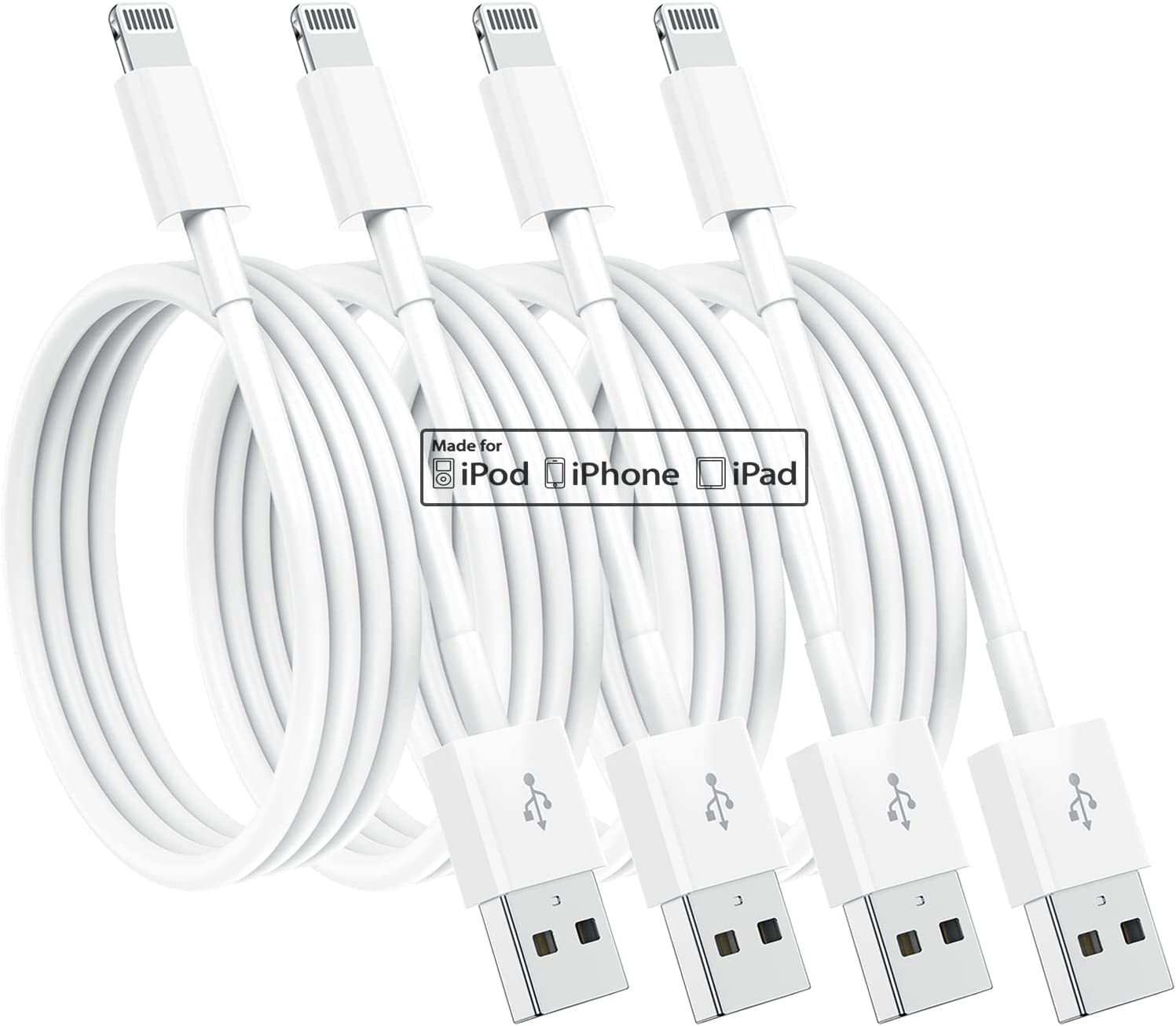 4 Pack [Apple Mfi Certified] Apple Charging Cables 3Ft, Iphone Chargers Lightnin