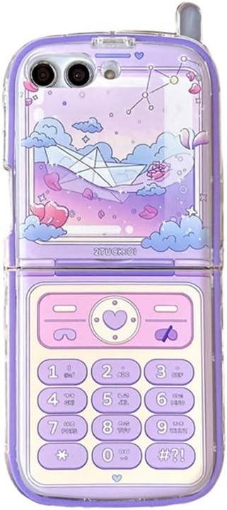 Girly Case for Samsung Galaxy Z Flip 6 Cute Purple Boat Print, Stylish Cover