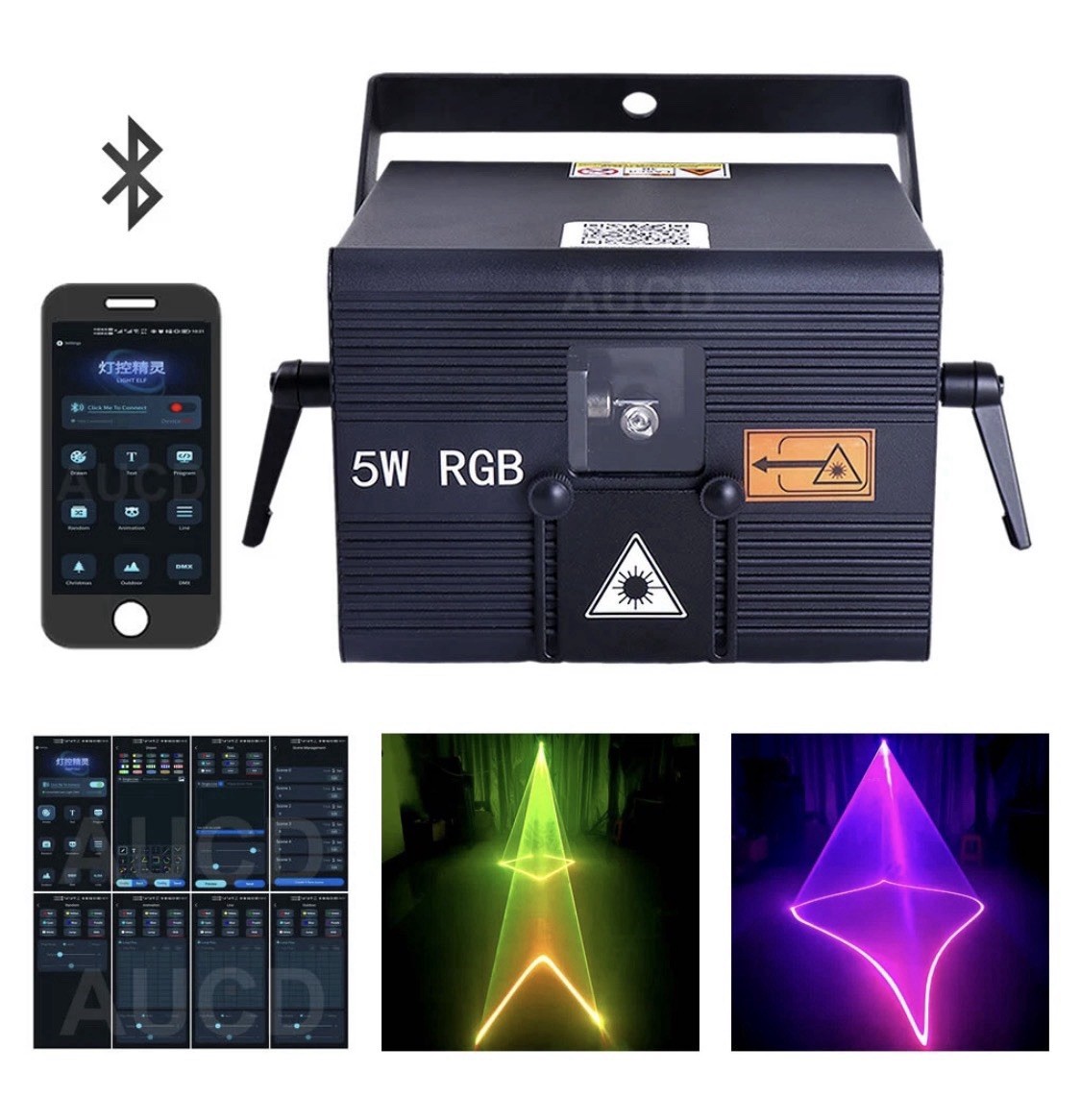 5W RGBW Animation Scan Projector Lights + Apple & Android App Control Party / DJ