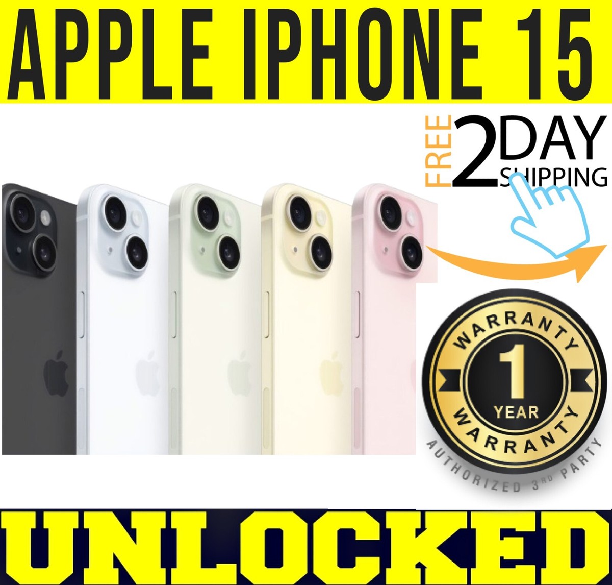 APPLE IPHONE 15 128GB 256GB 512GB (FACTORY UNLOCKED) 🔋 100% BATTERY 🔋 ❖SEALED❖