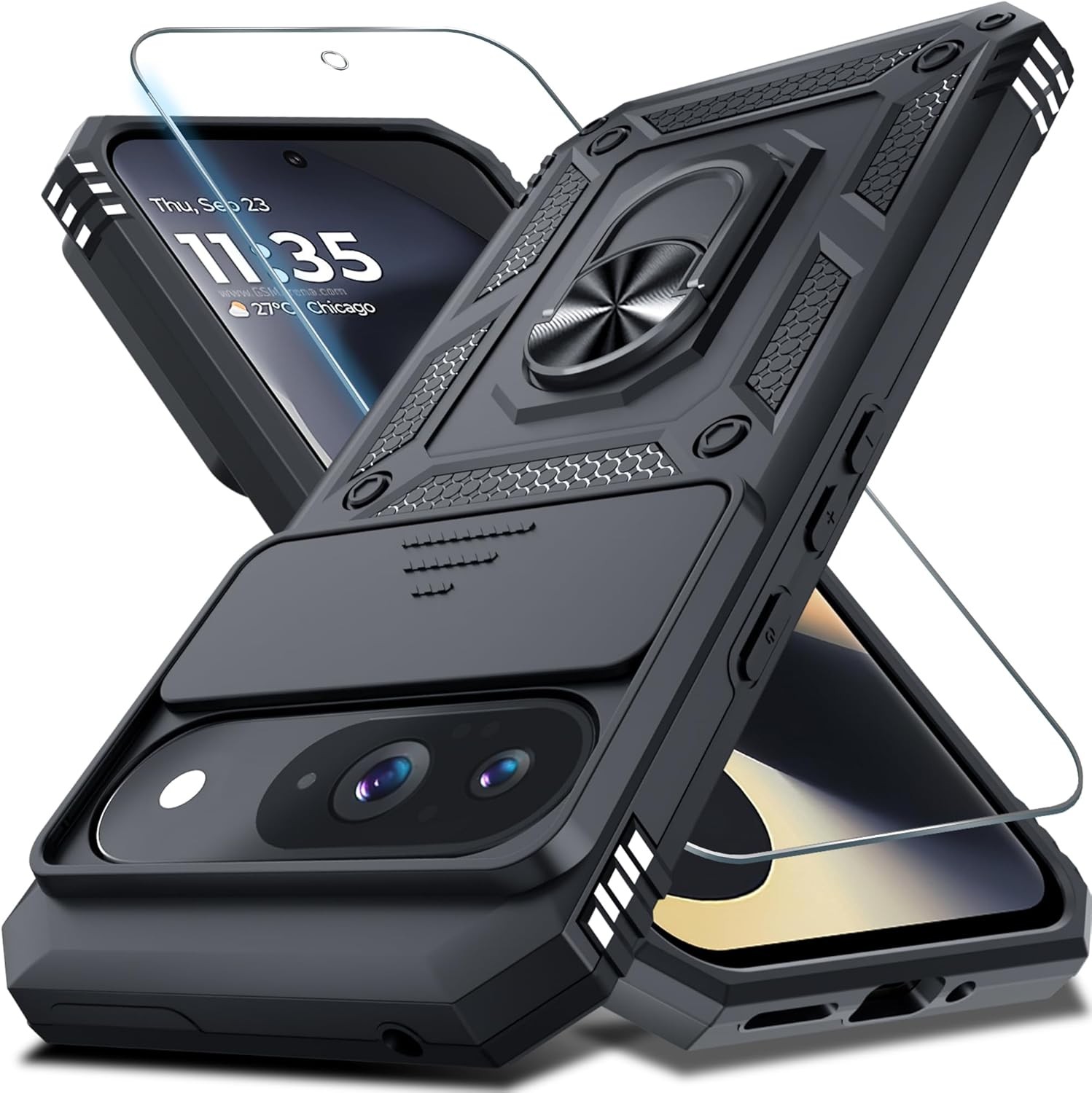 Case Compatible with Google Pixel 9/9 Pro, Built-in Slide Camera Lens Cover