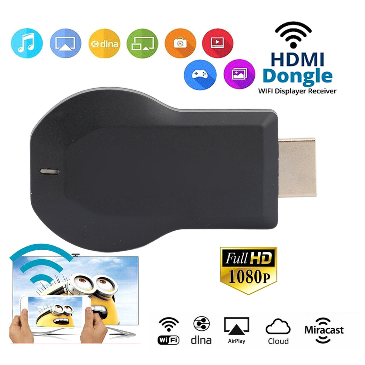 1080P HDM Media Player TV Cast Stick WIFI Display Receiver Dongle EP