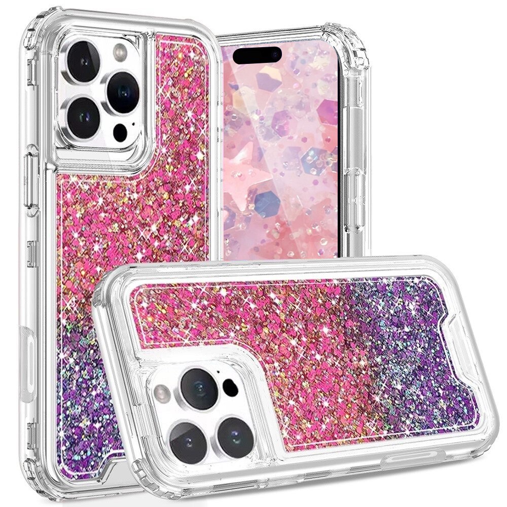 For iPhone 16 Pro Max Plus Case Glitter 3in1 Clear Sparkly Bling Hybrid Cover
