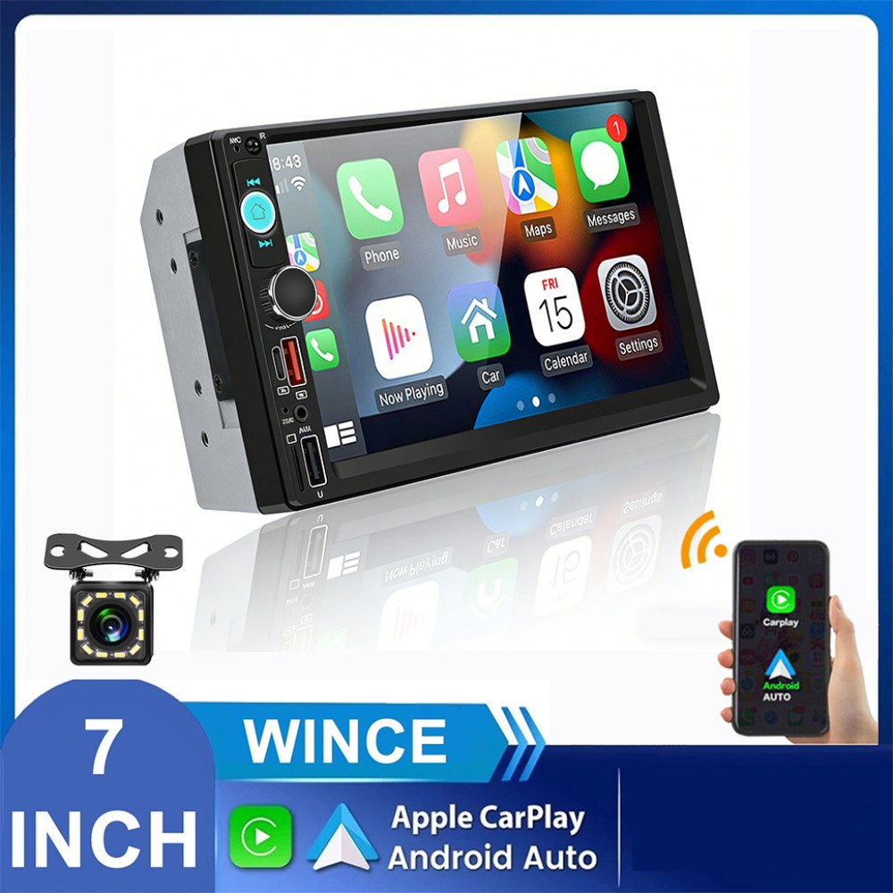 7 Inch Car Stereo Radio Double 2DIN MP5 Player Bluetooth USB FM Carplay Camera