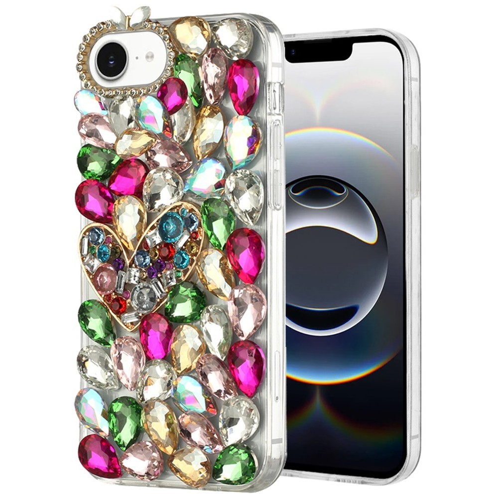 For iPhone 16e / 17e Case Sparkly Crystal Clear 3D Full Body Rhinestone Cover