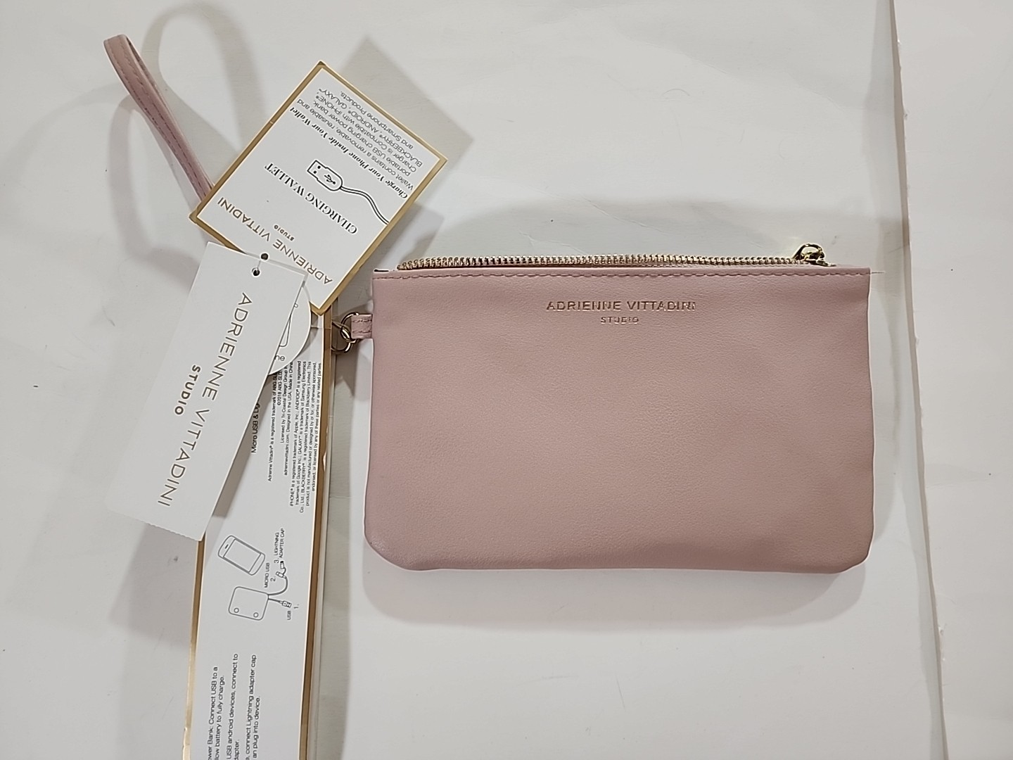 NEW W TAGS Adrienne Vittadini Apple Phone Charging Wallet Wristlet Pink