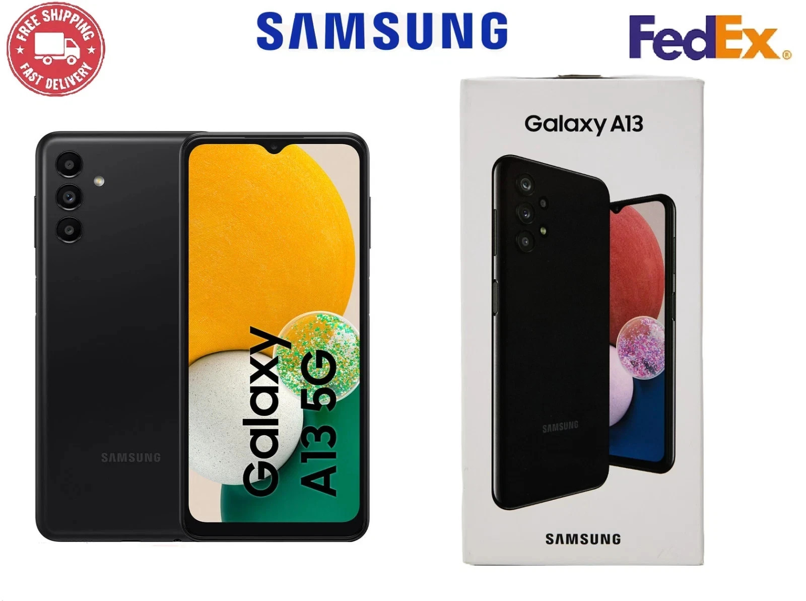 New Samsung Galaxy A13 5G (A136U) – 64GB GSM Unlocked Smartphone – Black