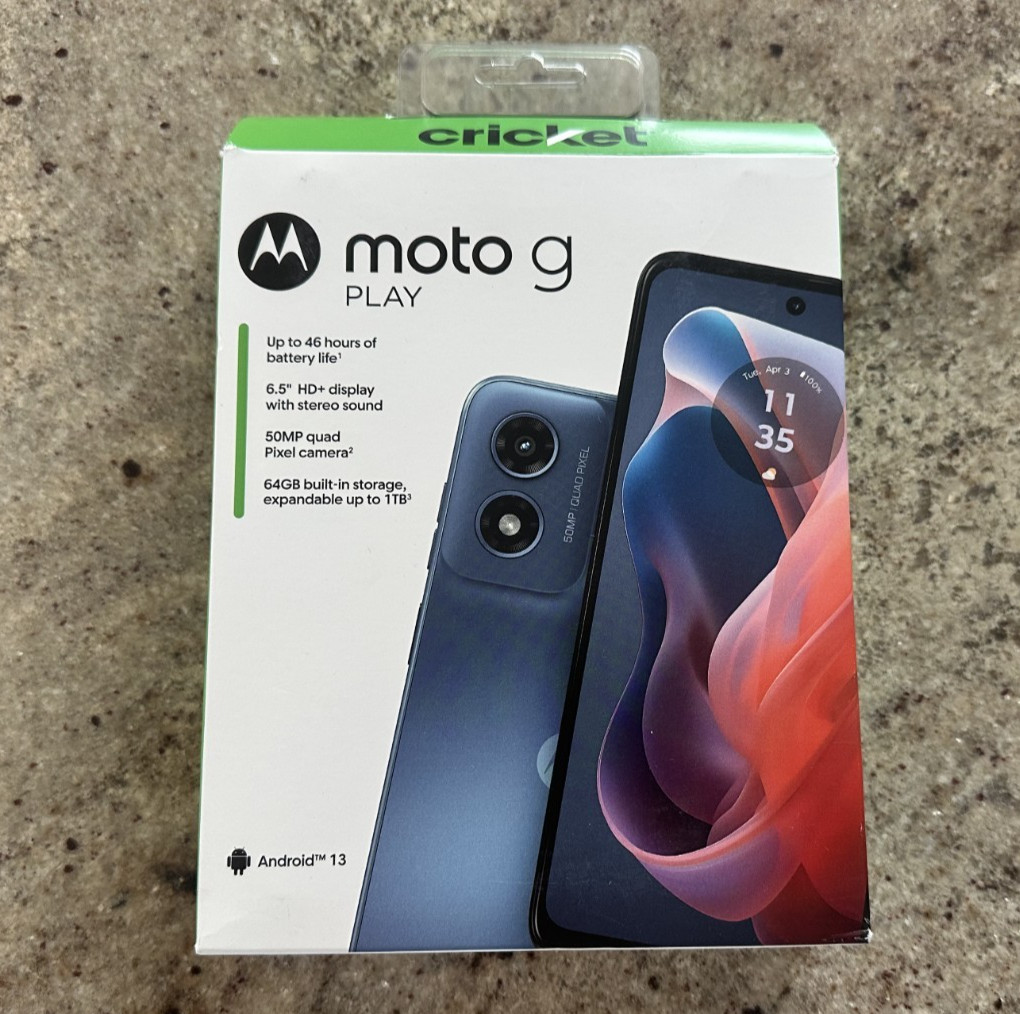 Cricket Wireless Moto G Play 2024 64GB 4GB RAM Prepaid Smartphone Brand New
