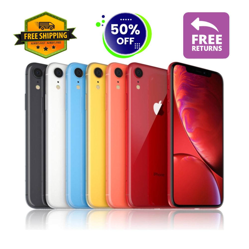 Apple iPhone XR 64GB – Black, Red, White – Unlocked, T-Mobile, Verizon, AT&T