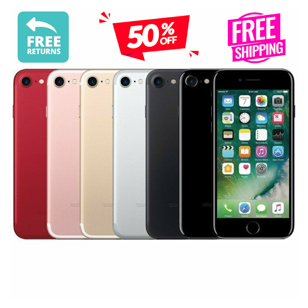 Apple iPhone 7 Unlocked Att Verizon T-Mobile a1660/a1778 32-128GB Red/Jet Black