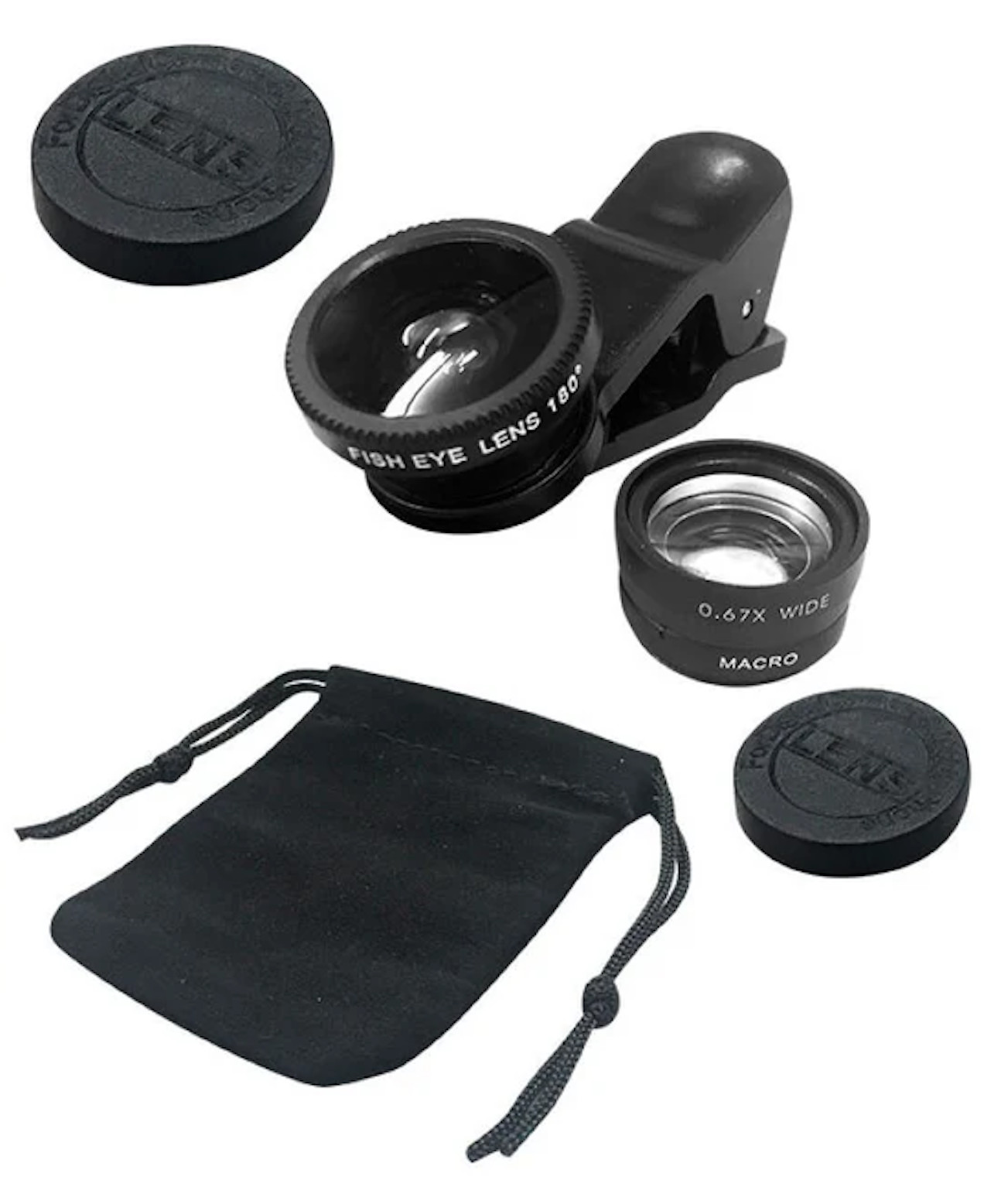 Smartphone lens set -fisheye / macro / wide-angle 3types Japan New Black iPhone