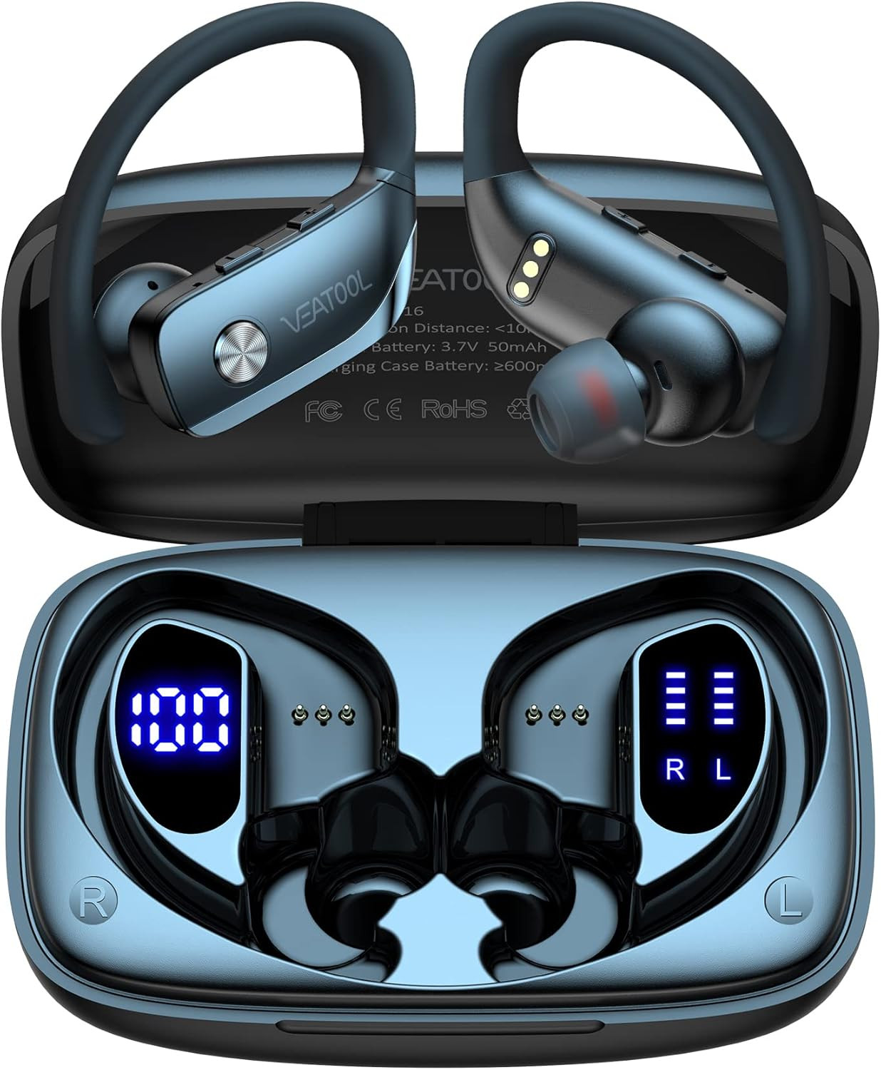 Ear Buds Wireless Earbuds Bluetooth Headphones with 80H Playtime LED Display Cas
