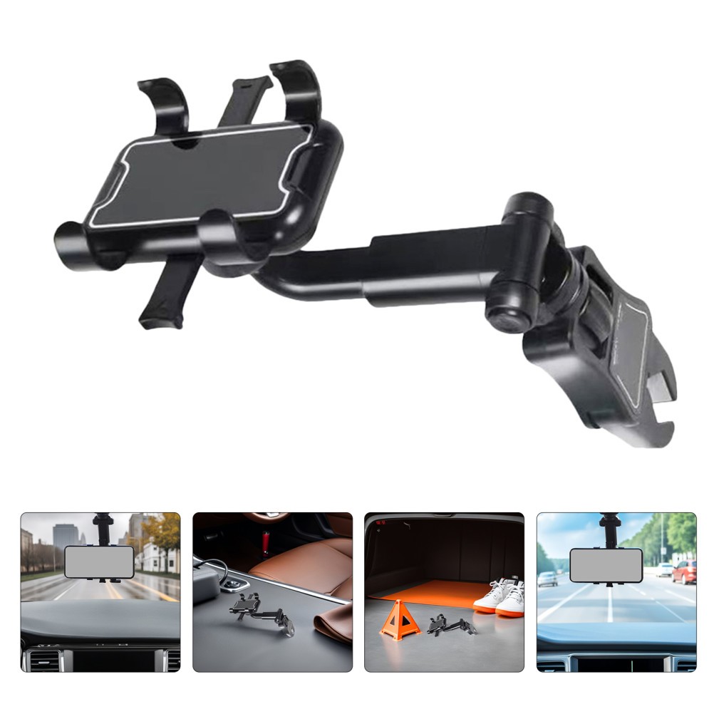 2 Pcs Car Rearview Mirror Bracket Phone Mount Support Clip Cell Holder