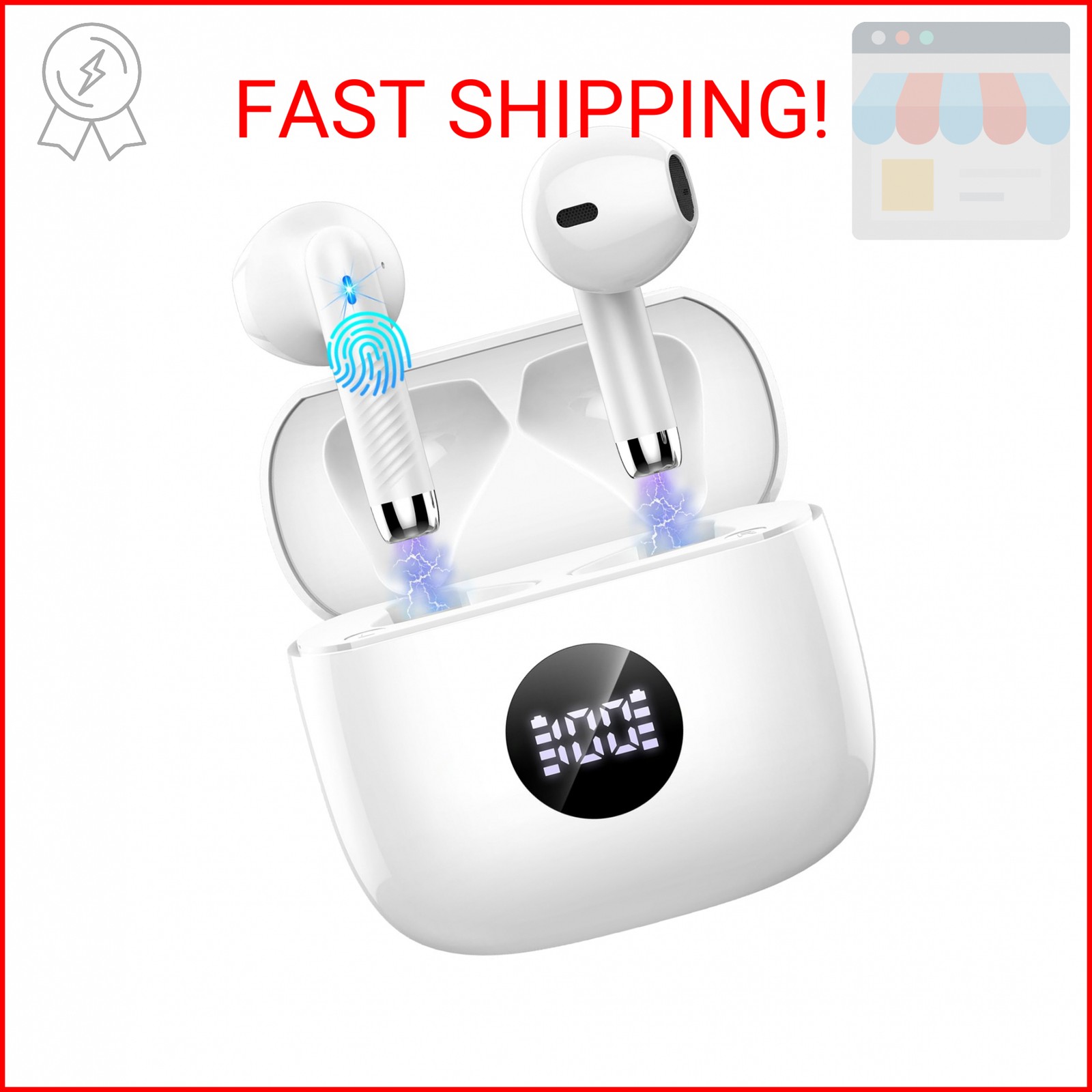 Wireless Bluetooth 5.4 Earbuds, Ear Buds LED Power Display Headphones 6D Stereo,