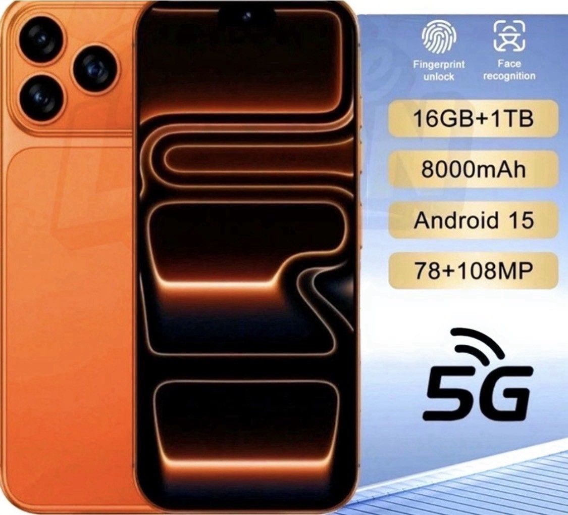 i17 Pro Max Android 15 5G Smartphone 78+108MP 16GB 1TB Orange, Blue, Snapdragon8