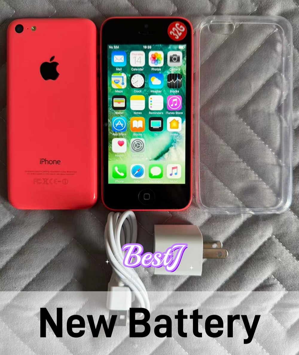 Original Apple iPhone 5c (Unlocked) NEW BATTERY- 8 GB / 16 GB / 32GB-PINK #BestJ