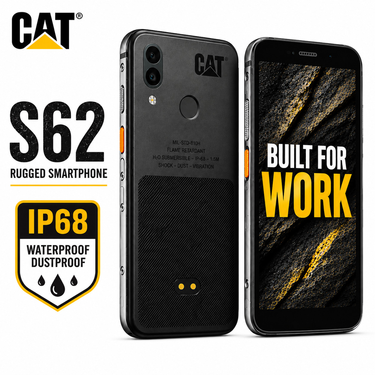 CAT S62 Rugged Android Smartphone 128GB Factory Unlocked 4G LTE GSM Black