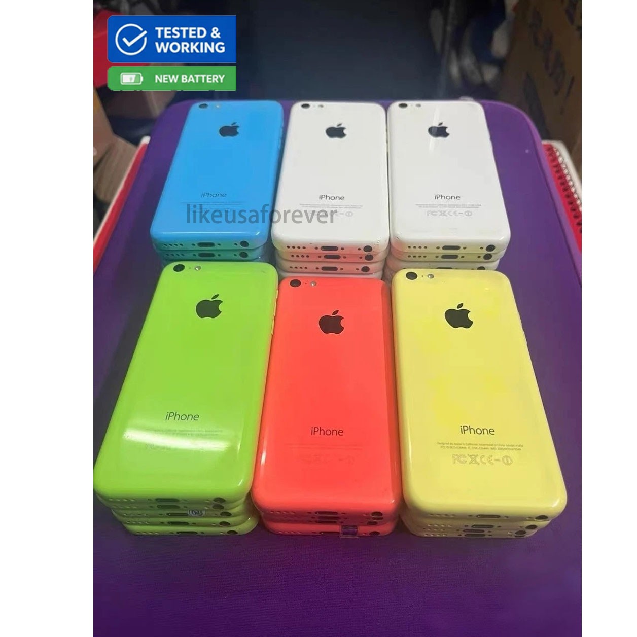 Apple iPhone 5C UNlocked  8/16/32GB BLUE/GREEN/PINK/WHITE/ YELLOW New Battery