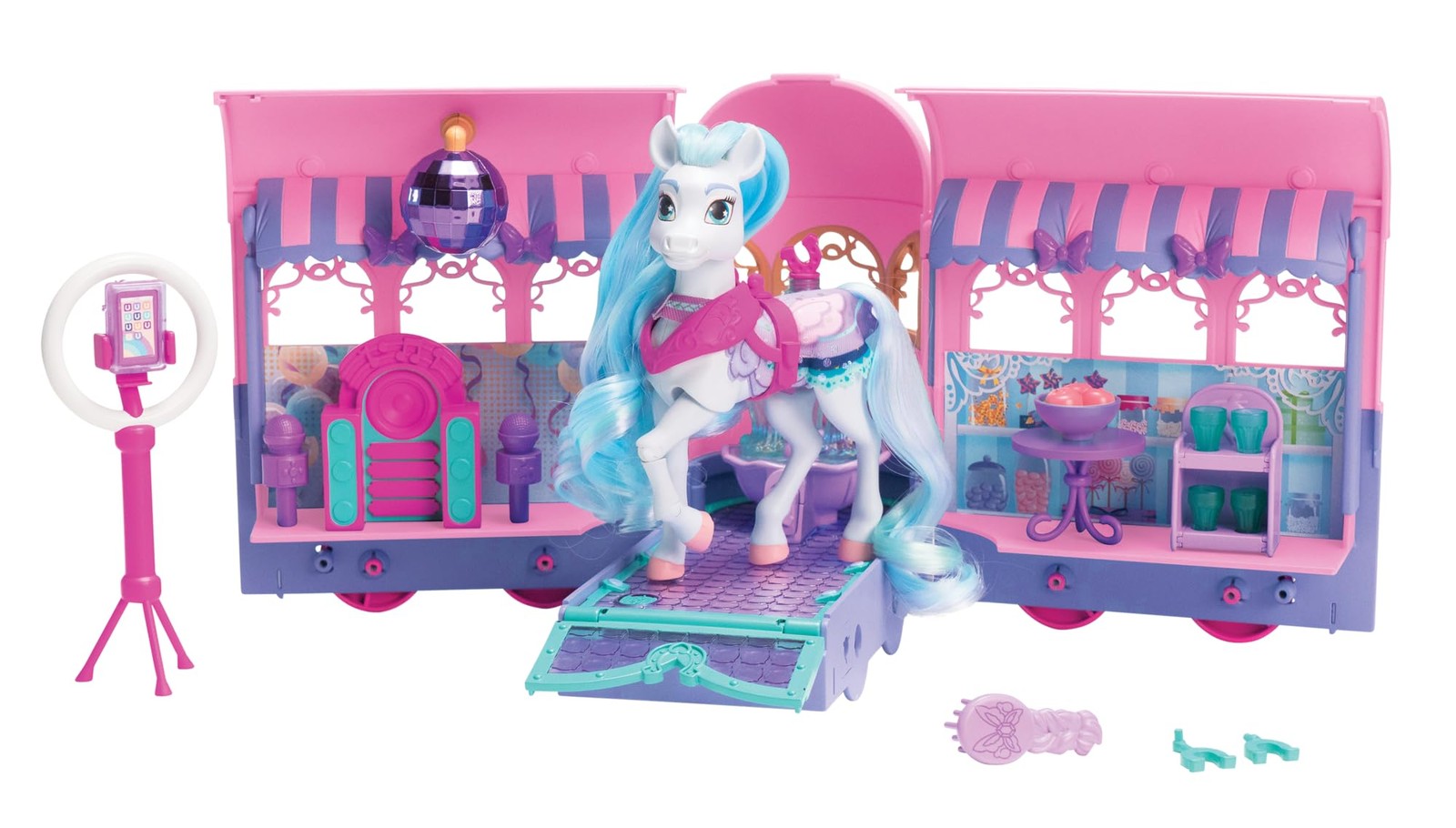 Jakks Pacific Wild Manes Perla’s Clubhouse Trailer Playset Horse Toy Light Sound