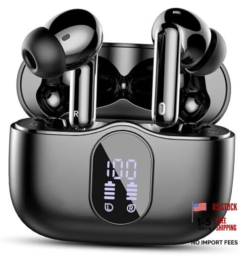 Wireless Earbuds, Bluetooth 5.4 Headphones Bass Stereo, Ear Buds with Black