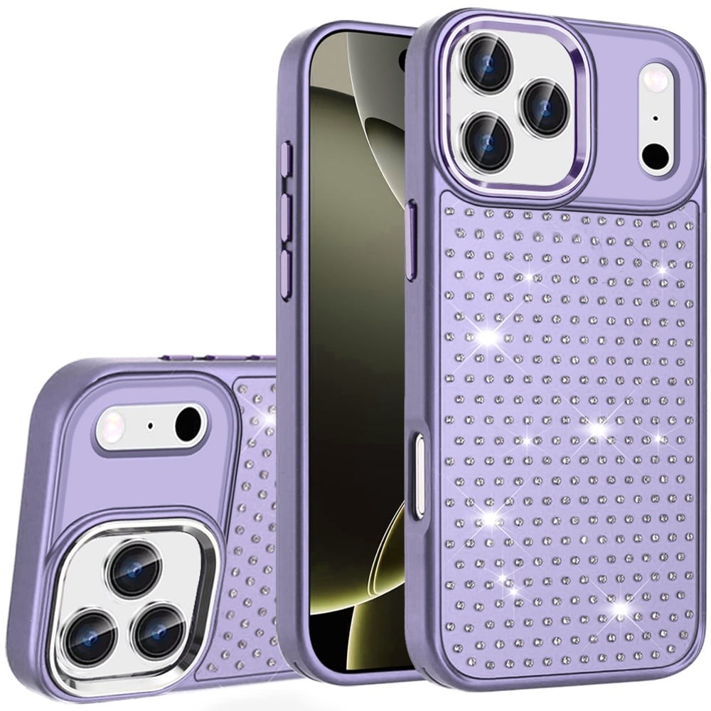 iPhone 14, 15, 16, 17 Pro Max/Air Case Diamond Metallic Design Edged Cover
