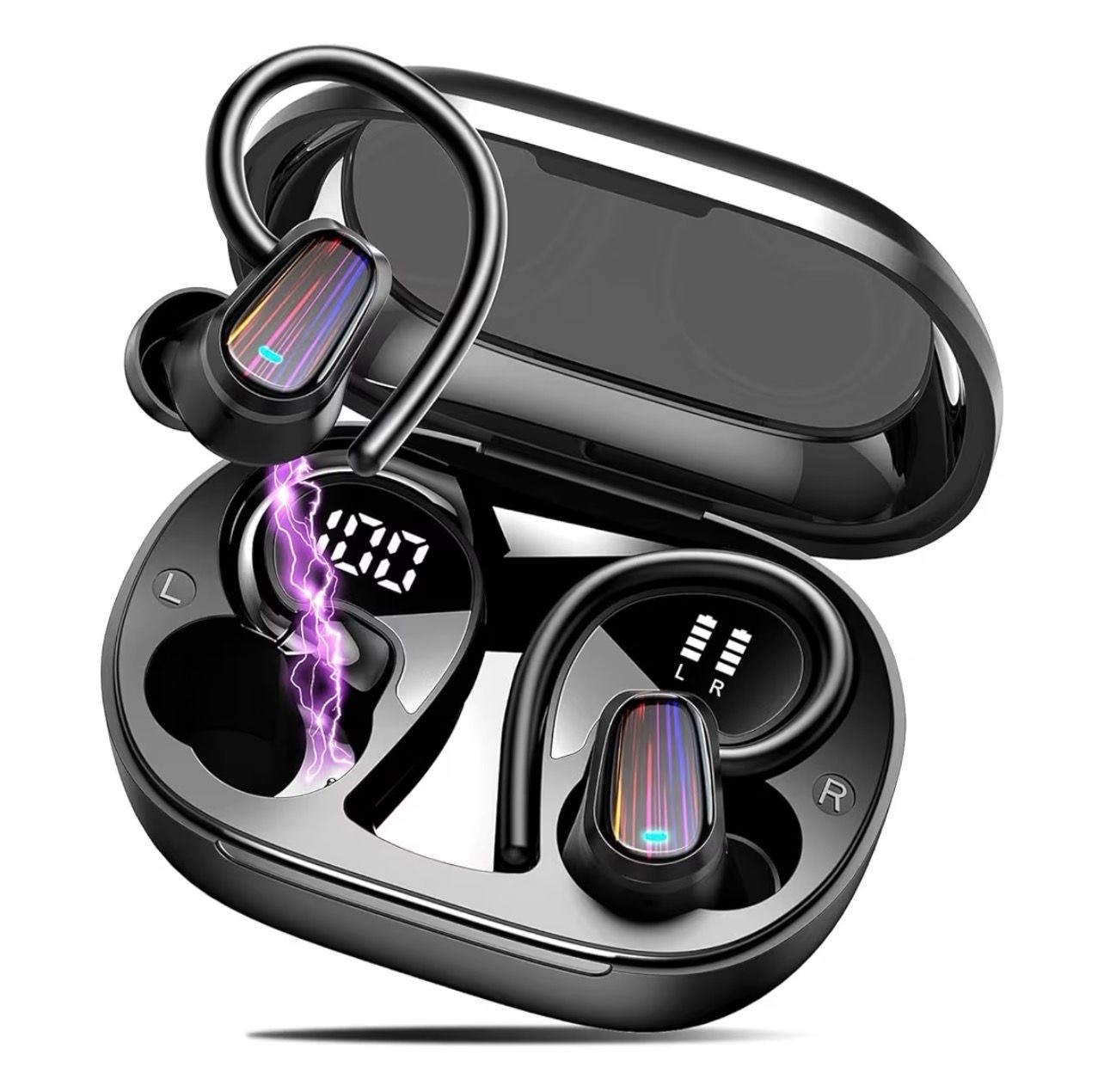 Wireless Bluetooth 5.4 Sport Earbuds IPX7 LED Display 50H