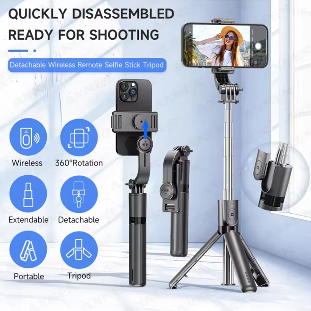 Phone Selfie Stick Travel Tripod Wireless Remote Extendable for iPhone/Android